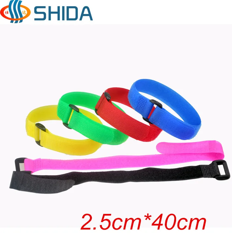 

20pcs 2.5cm*40cm Colorful Reusable Hook and Loop Magic Tape Fastening Wrap Strap Cable Ties Organizer with Plastic Buckle End