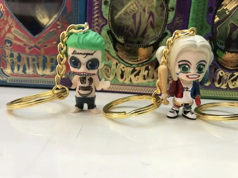 

Suicide Squad Harley Quinn Joker Pendant Keyring Keychain PVC Action Figure Model Toy Doll