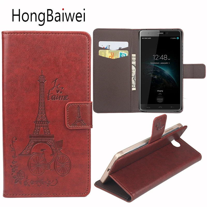 

HongBaiwei For Homtom HT10 Case Flip Eiffel Tower Pattern Luxury Leather Wallet Phone Bag Case for Homtom HT10