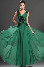Vestido de festa Elegante V-ausschnitt Long Green Prom Kleider 2016 schnelles Verschiffen Plus Größe vestido de festa longo Günstige Abendkleid