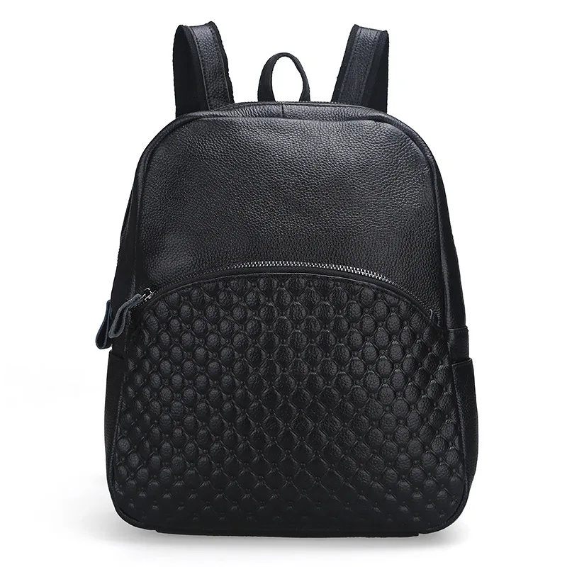 The new cowhide embossed fashion ladies leather shoulder bag shoulder bag leather leisure backpack