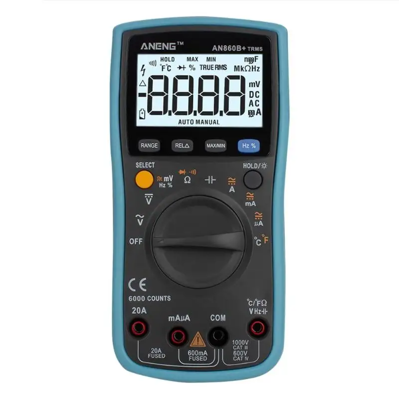 AN860B цифровой мультиметр с подсветкой AC/DC амперметр вольтметр измеритель температуры - Цвет: Синий