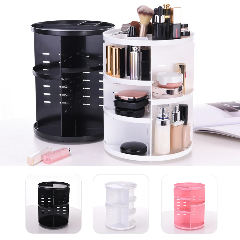 

1PCs Fashion Adjustable 360-degree Rotating Makeup Organizer Box Brush Holder Jewelry Organizer Case Makeup Cosmetic Storage Box