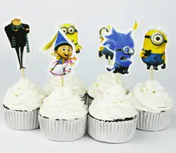 72 шт. Миньоны Топпер Гадкий я Cupcake Toppers pick нулевой день рождения Дети День рождения украшения торта вечерние вечеринок