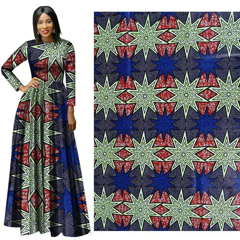 

2019 hot African spring and summer cotton printed fabric geometric pattern 100% cotton fabric high quality clothing diy cloth