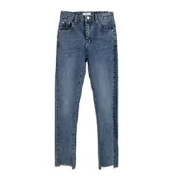 MUM для женщин летние повседневное стиль Винтаж женские брюки для девочек Высокая талия джинсы-карандаш 9A17