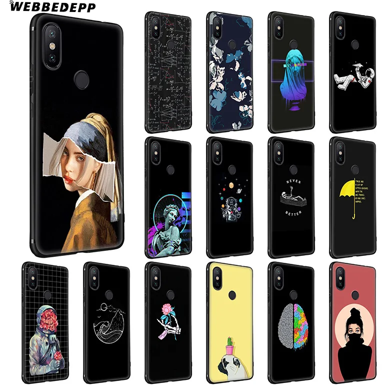 WEBBEDEPP Face Umbrella Simple Soft Silicone Case for Xiaomi Redmi Note 7 6 6A 5 4 4X 4A S2 Plus Pro Lite Go |