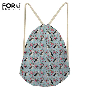 

FORUDESIGNS Brand Women Fashion Drawstring Backpack Cute Husky Floral Girls School Bagpack Storage Travel Beach Drawstring Bags