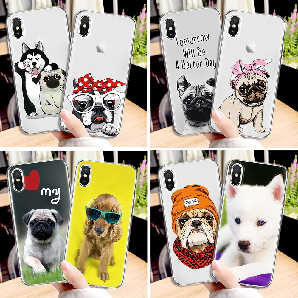 

Cute Dog Silicone Soft Case for Huawei Honor 10 6A 7A 8X 9 Mate 10 20 P8 P9 P10 P20 P30 Lite Pro Y6 Y9 P Smart 2019 Nova 4 Cover