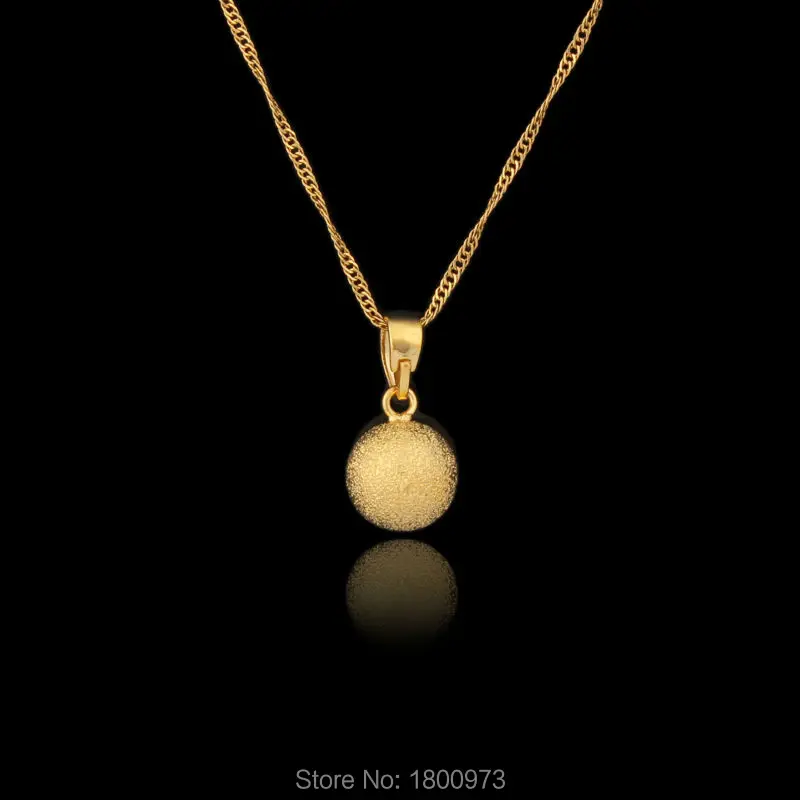 

Vintage Gold Mini Ball Pendant For Girl Women18K Gold Color Chain Necklace Fashion Jewelry Free shipping