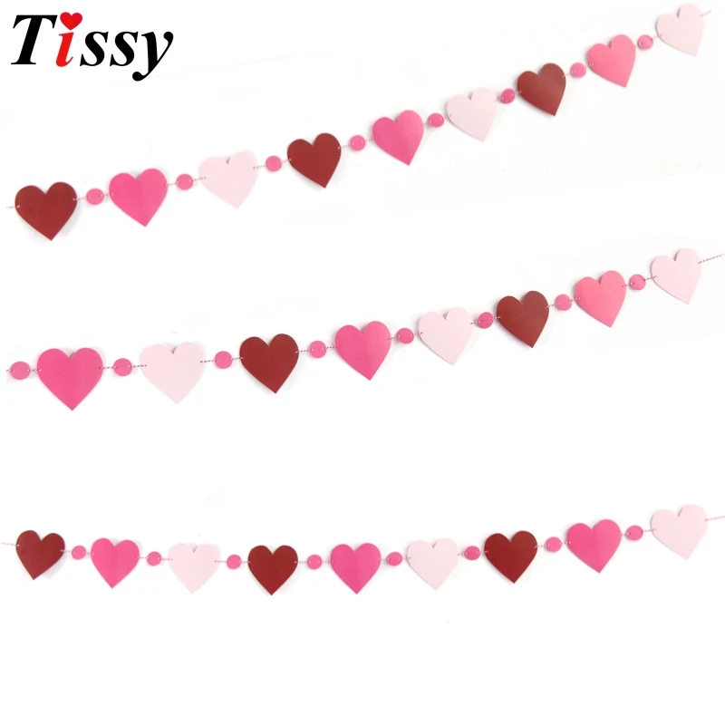 2Set/Lot Lovely Heart Paper Flag Party Garland Banner