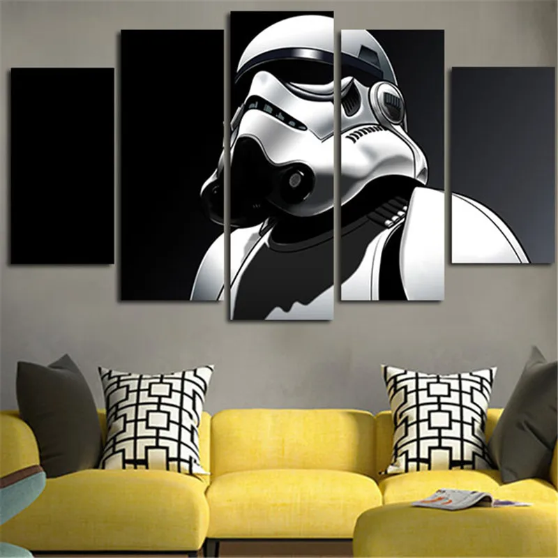 5 Panel Star Wars Home Decor HD Printed Movie Characters Posters Frame