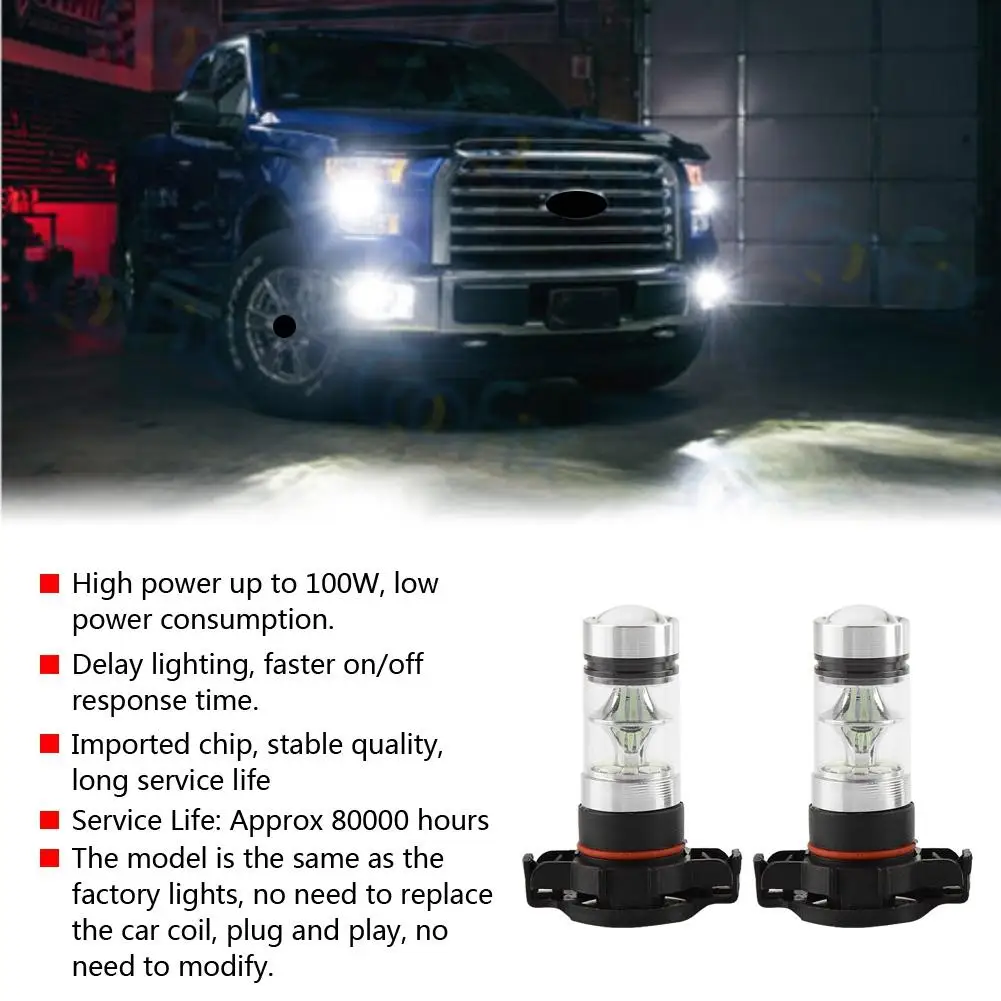2 шт H16 12-24 V 100 W автомобилей высокой Мощность яркий светодиодный противотуманная фара дневного света для Chevrolet Silverado 3500