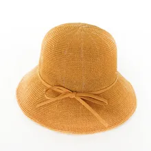 Хлопчатобумажная и льняная Летняя женская Солнцезащитная Рыбацкая шляпа складной козырек Корейская версия соломенная шляпа Панама шляпа уличная