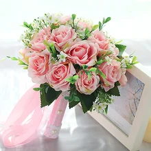 Искусственный брюйдсбокет Свадебный букет для невесты лента цветок букет для девочек