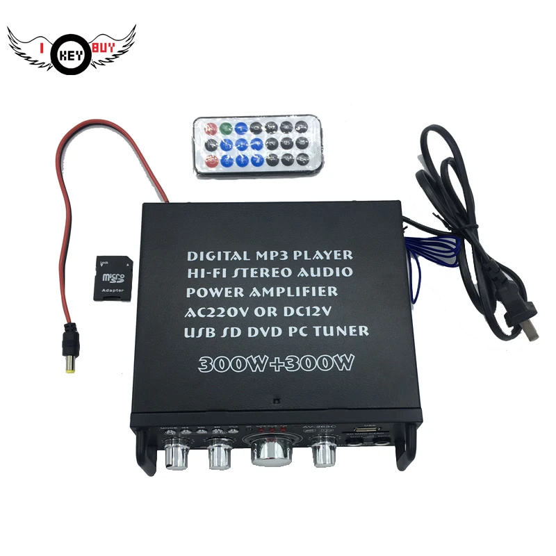 I Key Buy 1 компл. Цифровой mp3-плеер Hifi стерео аудио усилитель мощности 300 Вт AC220V или DC12V