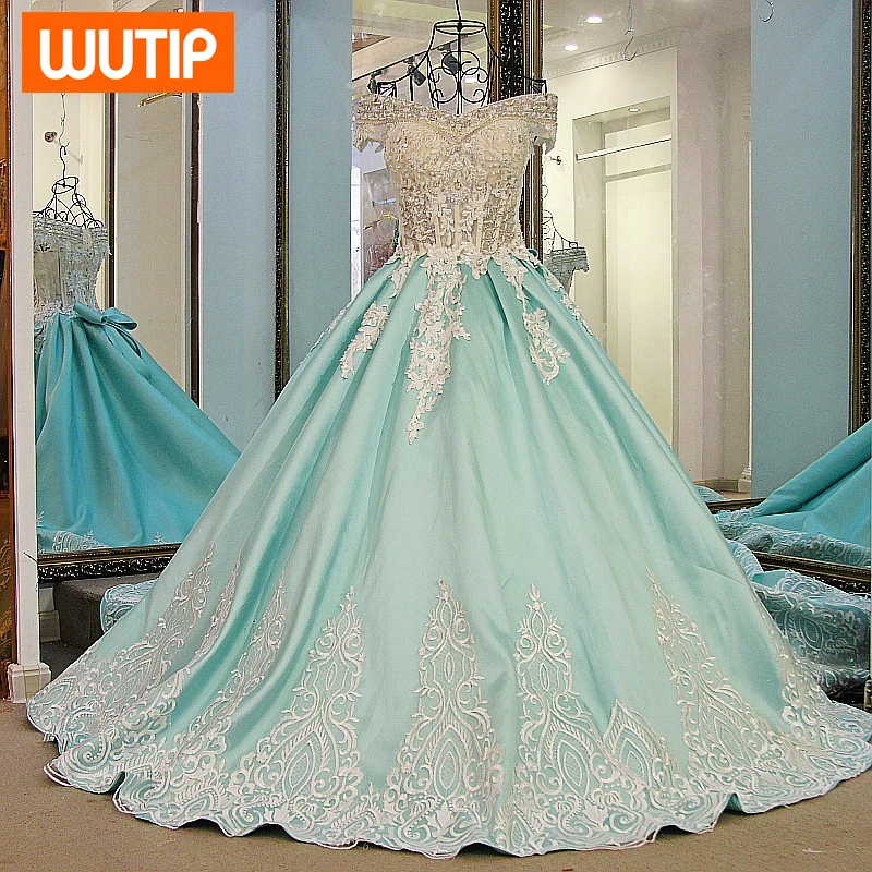 2017 spring and summer lace slit neckline Shortsleeve flower the bride evening dress /robe de mariage/ boho plus | Свадьбы и