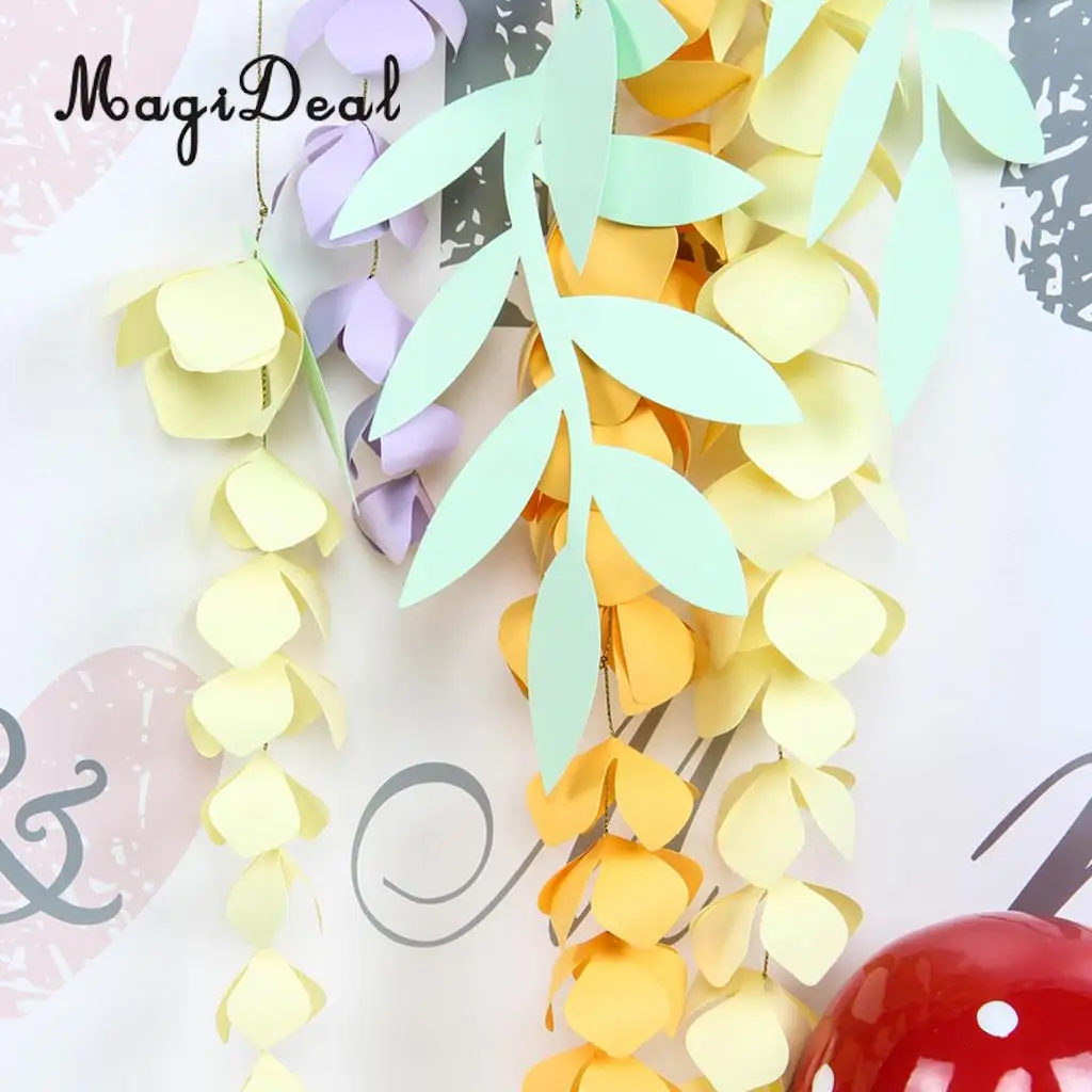 Colorful Paper Hanging Flower Leaf Garland DIY Craft Home Wall Decoration 