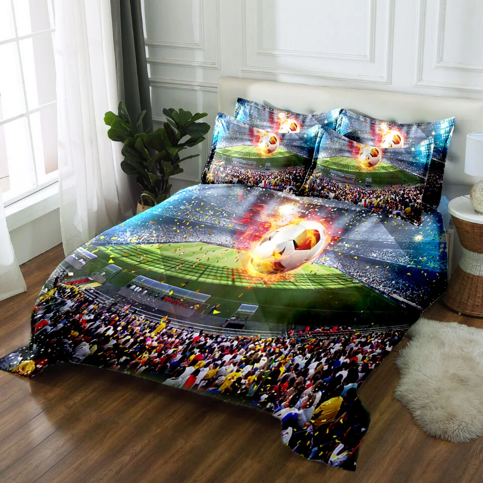 Luxury California king 3D bedding set Twin Full king Queen bedsheet Duvet bed cover Pillowcase Bed Linen Football match pattern