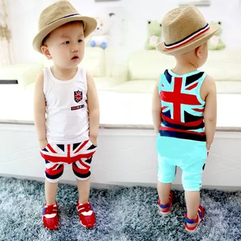 

Children's Clothing New Set of Baby Sets Republic of Cotton Suit Sets of Boys and Girls Vest +short Pant Sets 0-2 Ages