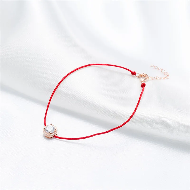 

Romad Red Rope Thread String Bracelets for Women Rose Gold Color AAA Cubic Zirconia Lucky Charms Bracelet armbanden voor vrouwen
