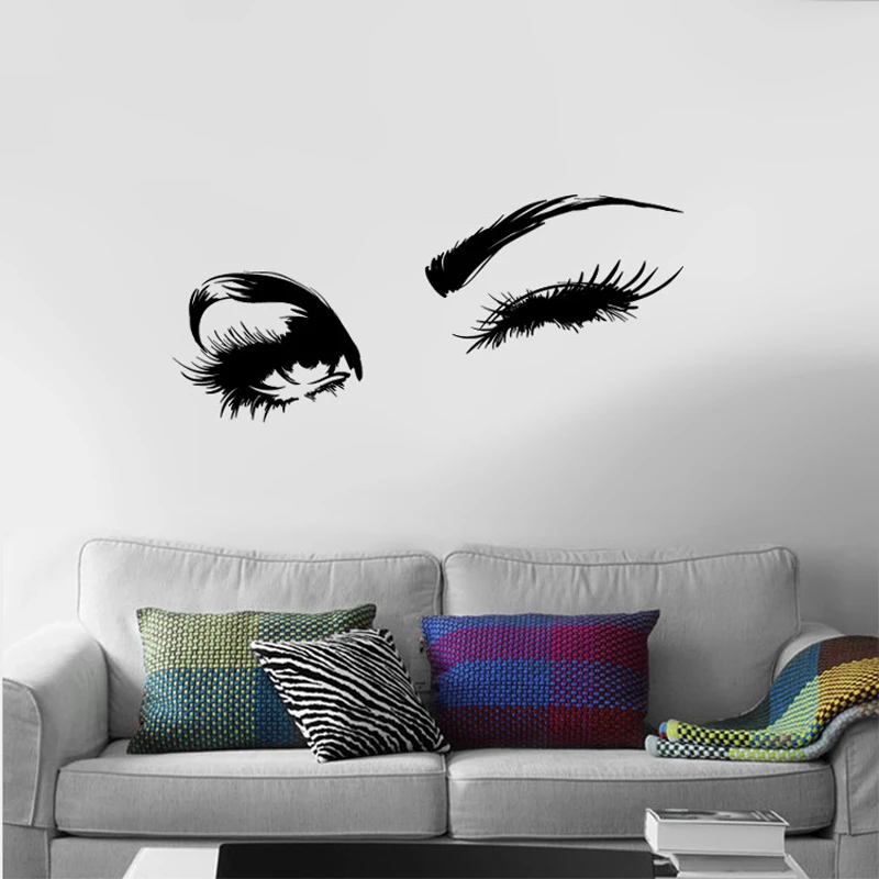 Sexy Wall  Decal  Beautiful Charming eyes Lashes Wink Decor 