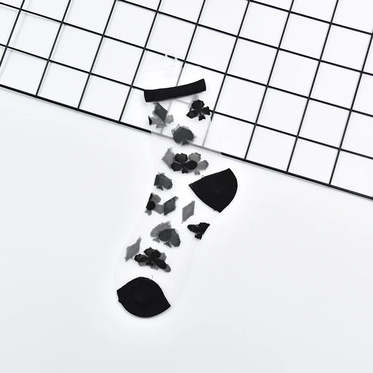 Кружевные 5 пар кристально прозрачные носки разных стилей удобные прозрачные Шелковые летние женские носки до щиколотки - Цвет: 19