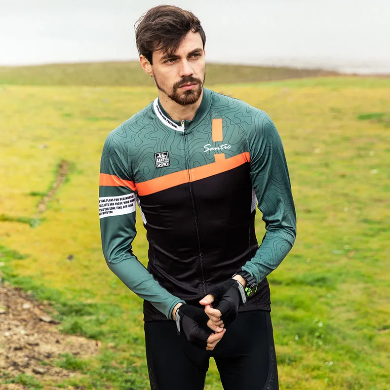 

Santic New Arrival Men Long Sleeve Cycling Jersey Pro Fit Road Bike MTB Jersey Spring Summer Mesh Breathable Back Bike Jersey