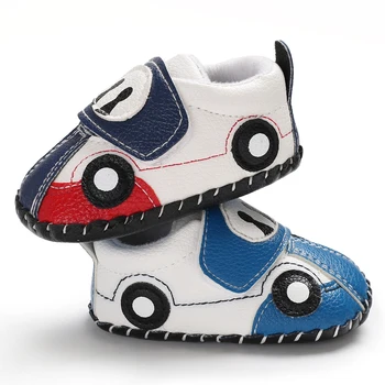 

Cute Baby Shoes PU Leather Boy Girls Soft Sole Non-Slip Magic Tape Spring Autumn Infant Prewalker Cartoon Car baby first steps