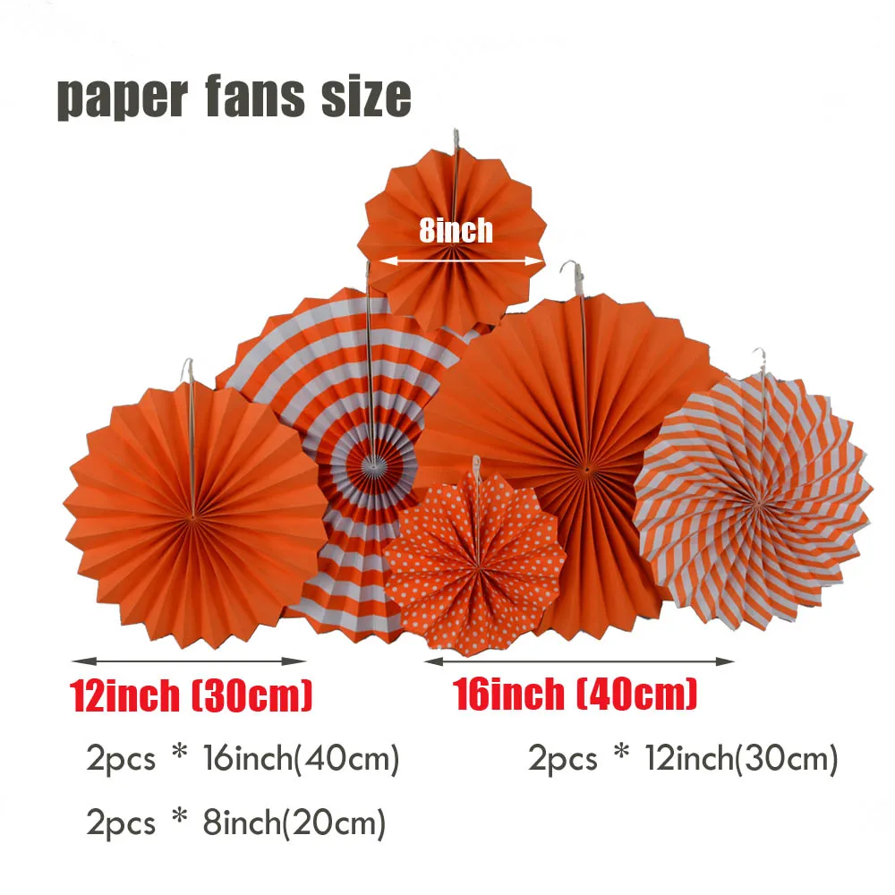 6 шт./компл. Хэллоуин вечерние украшения черный/желтый/оранжевый/пурпурный складной бумажный веер ИД/детское мероприятие декор висит Изделия из бумаги - Цвет: Orange Set