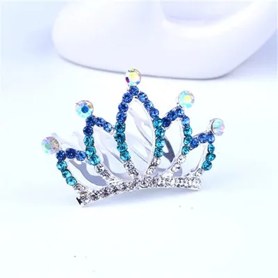 Детская украшение Корона Diademas Para Bebe кристалл тиара Корона ободки малышей Принцесса аксессуары для волос Крещение Communio - Цвет: Тёмно-синий