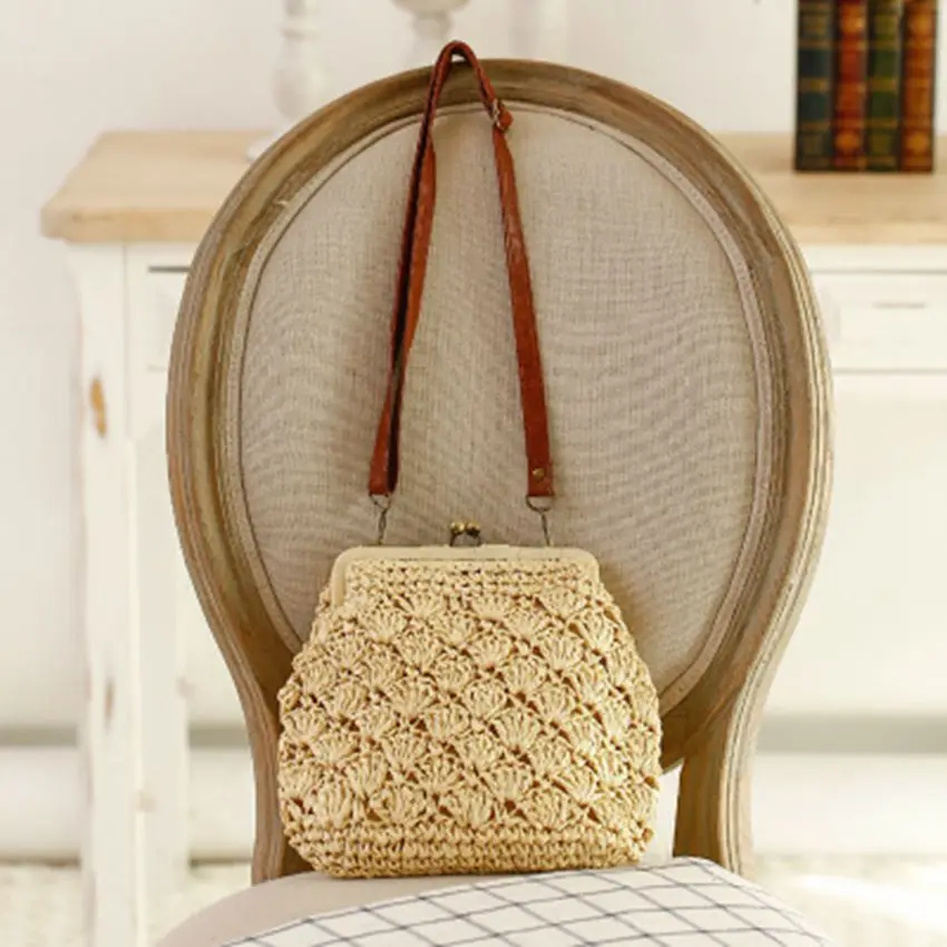 Винтажная плетеная Сумка через плечо из латуни с пряжкой|straw bag|beach bagwoven bag |