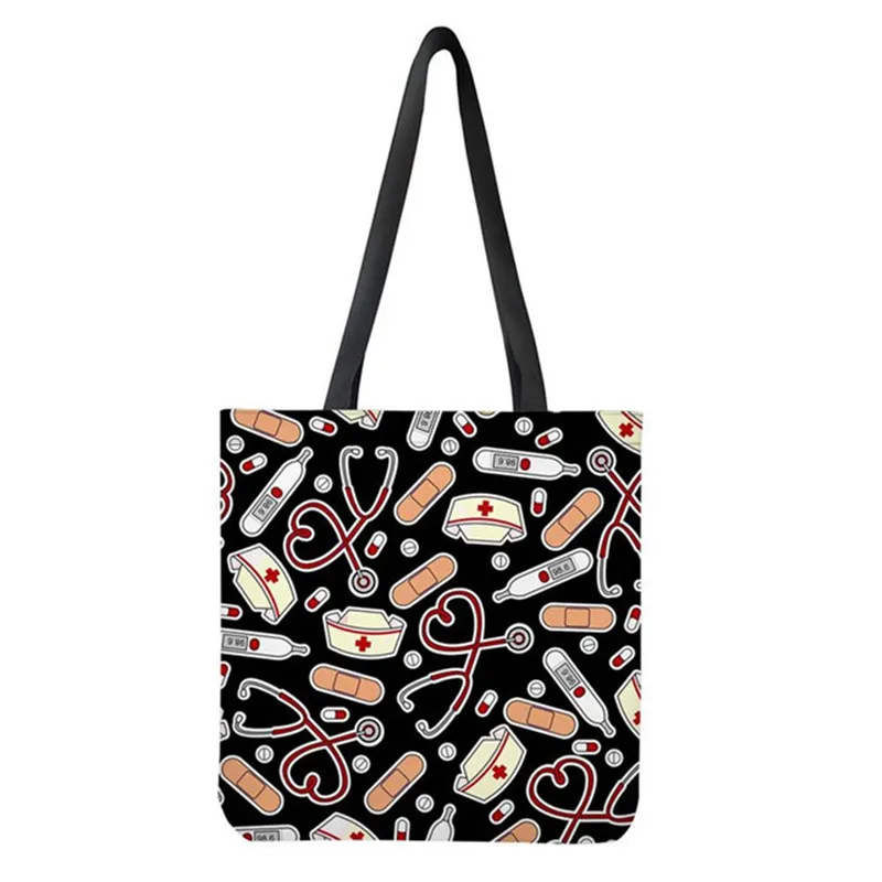 FORUDESIGNS/Модная женская сумка-тоут bolsa tela с рисунком медсестры, Холщовая Сумка, Подростковая книга для девочек, Экологичная сумка-шоппер, Льняная сумка