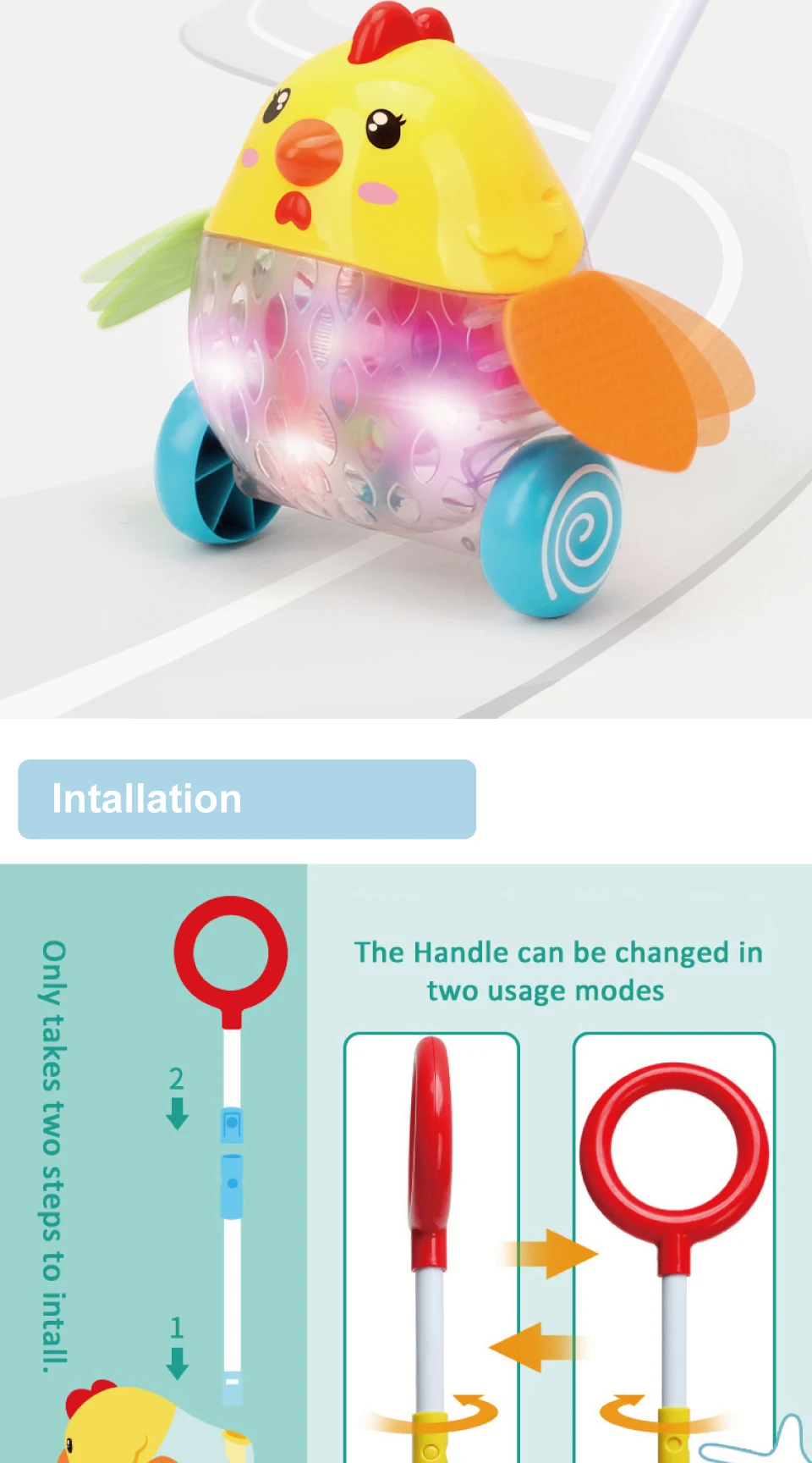 Детские развивающие игрушки ручной толкатель прогулки мультфильм ...