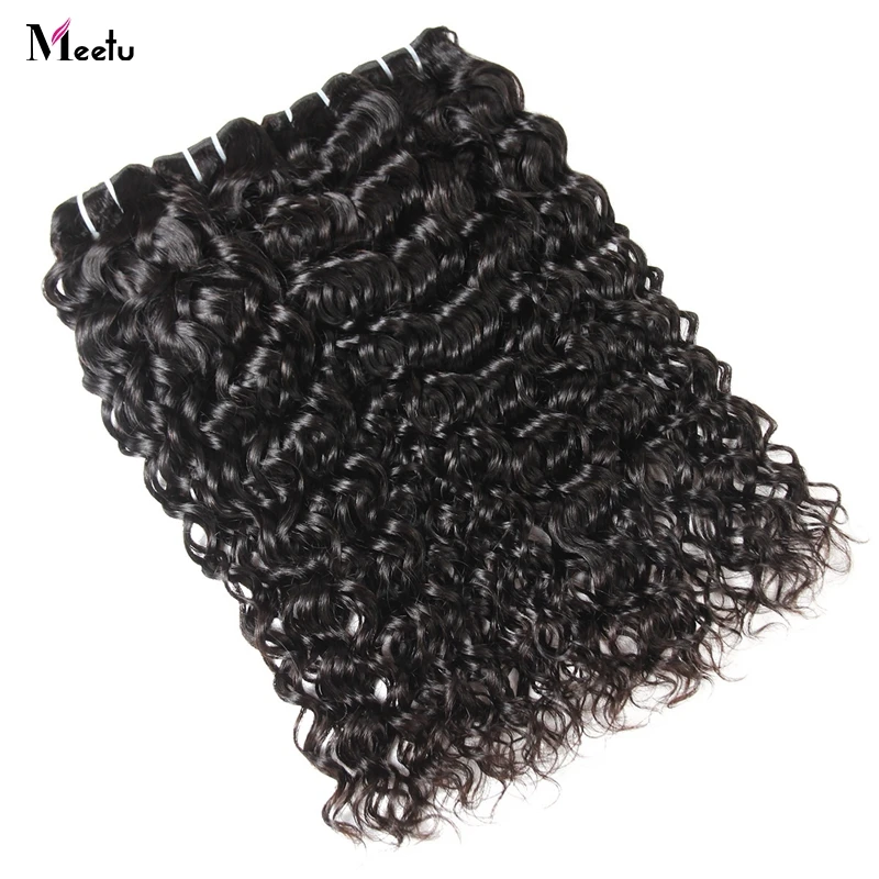 

Meetu Hair 4 Bundles Malaysian Water Wave Human Hair Natural Color 100% Bouncy Non Remy Hair Extension 10''-28'' Free Shipping
