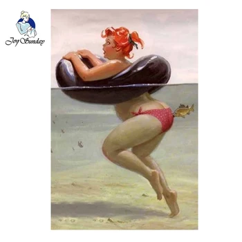 

JOY SUNDAY,5D DIY diamond painting picture by rhinestones full of drill fat lady women embroidery handicraft art cross stich