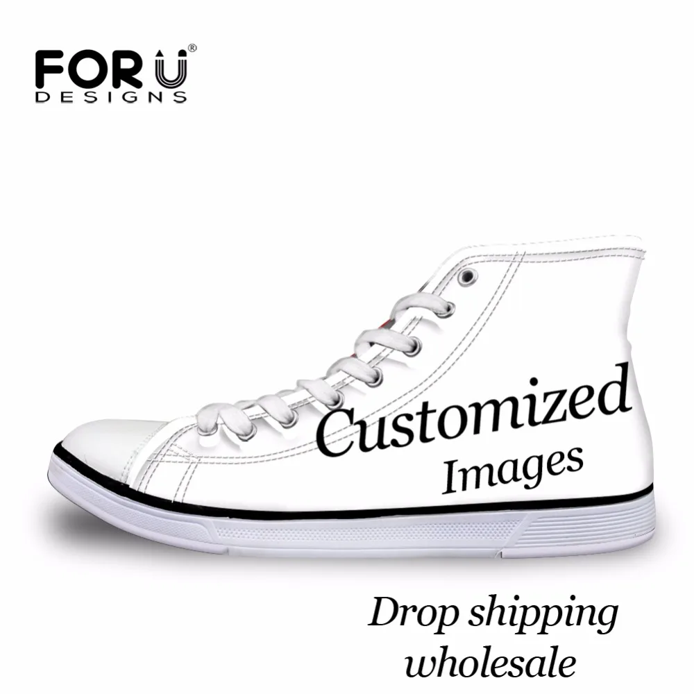 Forudesigns/Пользовательские изображения или логотип Для женщин высокая парусиновая обувь для хип-хопа Classis Кружево-Up вулканизированной Обувь М...