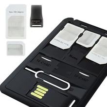 Mini adaptador de tarjeta SIM 5 en 1, caja de almacenamiento Universal para Nano micro-SIM, soporte de tarjeta de memoria, funda de lector, Conector de cubierta