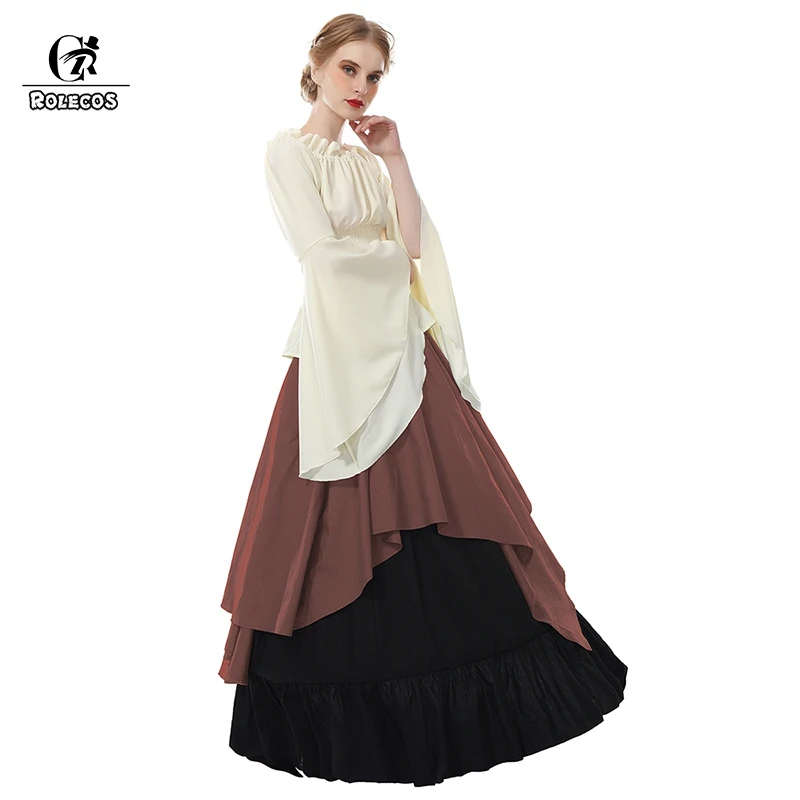 

ROLECOS Renaissance Medieval Dresses Gothic Women Costumes Halloween Party Masquerade Costumes Long Dress for Party Weeding