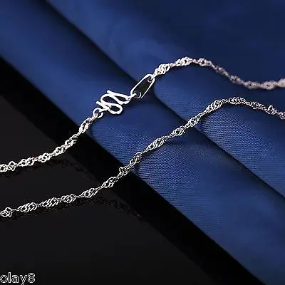 

New Fine Pure Platinum 950 Chain Women Singapore Link Necklace 17inch