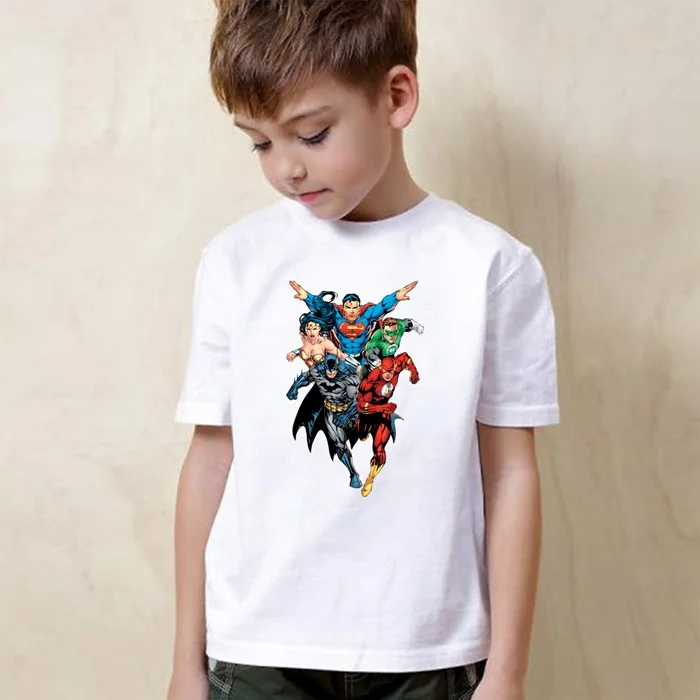 Детская одежда из модала с героями мультфильма «супергерой», «Бэтмен», «Супермен», «флэш» летняя футболка для мальчиков и девочек белая детская одежда с короткими рукавами - Цвет: Purple