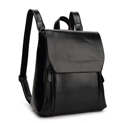 SUOAI женщины рюкзак высокое качество Pu опрятный стиль школьные рюкзаки девушки свободного покроя дорожные сумки - Цвет: Black