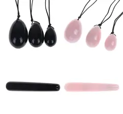 Розовый кварц Drilled яйцо для тренировки вагины для Для женщин Упражнение Кегеля мышцы влагалища медицинский массажер Кристальный массаж