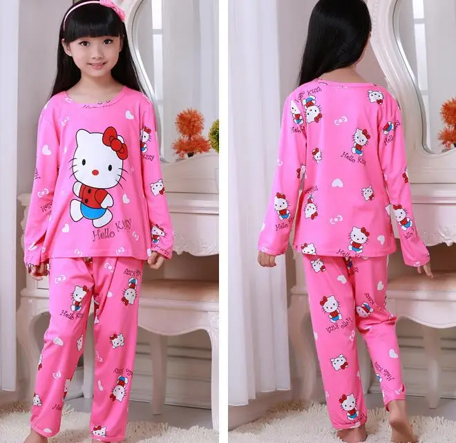 Розничная, весенне-осенние детские пижамные комплекты одежда для сна с длинными рукавами и героями мультфильмов для маленьких девочек Детская Пижама, комплекты ночной одежды NS02