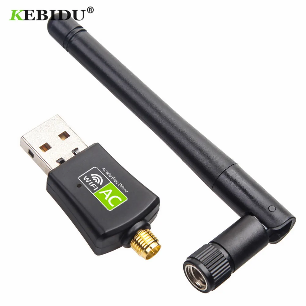 Kebidu AC 600 Мбит/с USB Антенна 802.11n Wi-Fi антенна на большие расстояния 2,4 ГГц+ 5 ГГц Wi Fi приемник сетевая карта Бесплатный драйвер RTL8811AU - Цвет: Черный