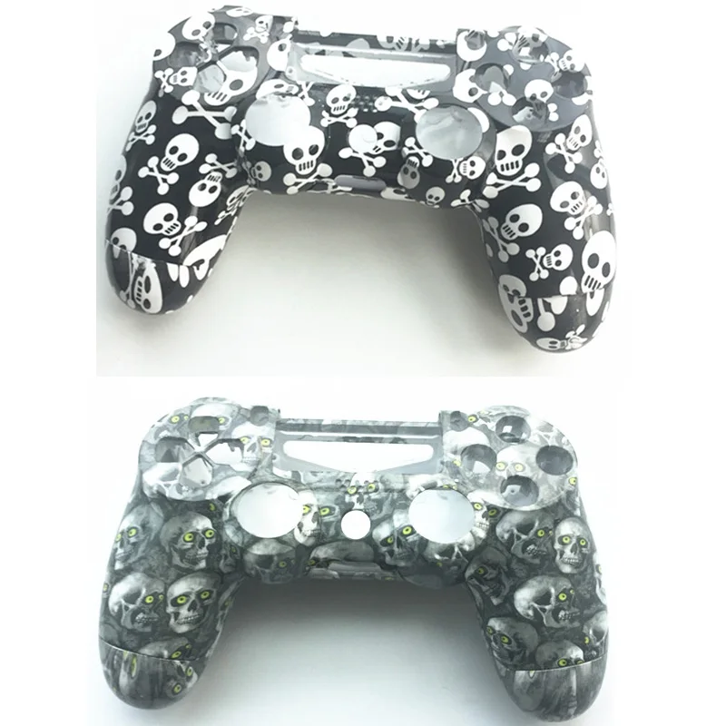 

Front & Back Skull Style Custom Housing Shell Case Cover Upper Under Skin Repair For Sony Playstation 4 PS4 Controller Gamepad
