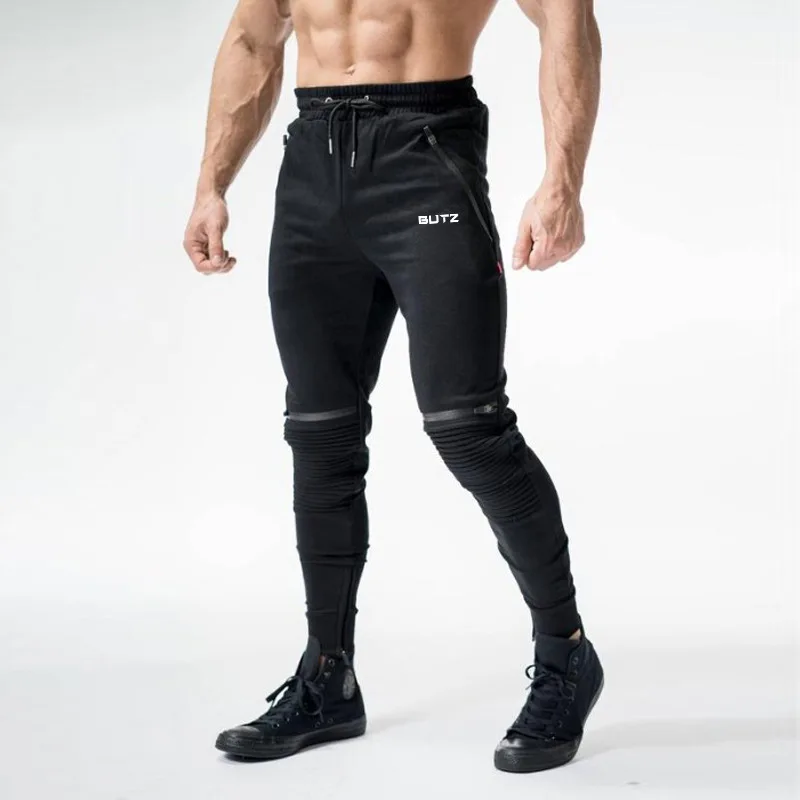 Модные новые мужские весенние и осенние спортивные брюки повседневные спортивные фитнес мужские зауженные брюки до колена на Молнии
