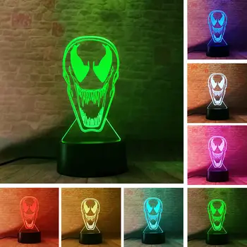 

Figuras Marvel Venom Agents Model 3D LED Illusion Nightlight 7 Colors Changing Light Avengers Movable Body Venom Figure Toys