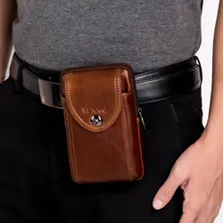 Мужская сумка-почтальонка милая сумка для мобильного телефона 4-6 дюймов, пояс бедра ягодицы из воловьей кожи, поясная сумка