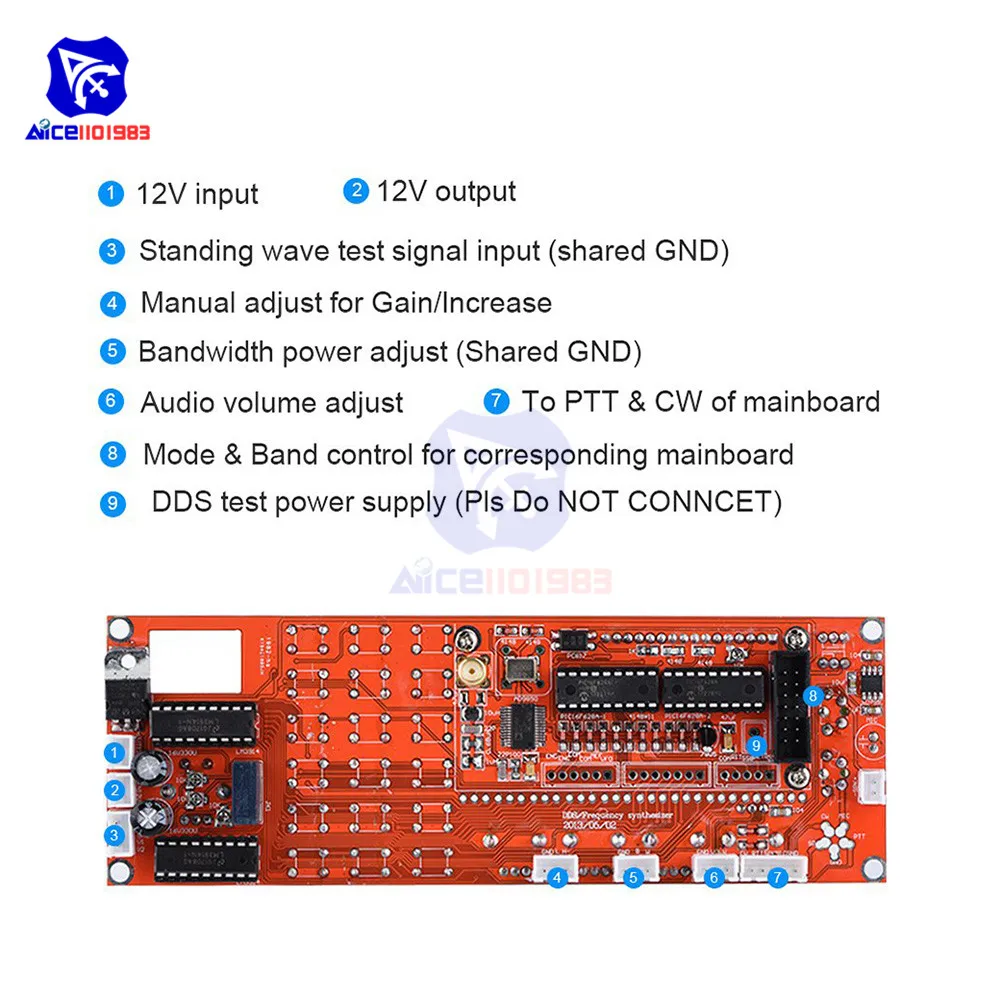  AD9850 DDS Signal Generator 12V 0~55MHz Module Adjustable Encoder Potentiometer for HAM Radio SSB6.